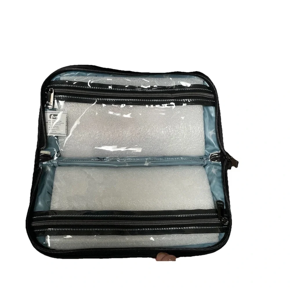 Lug Flash large quilted cosmetic toiletry travel case‎ black rainbow 7 x11 NWT